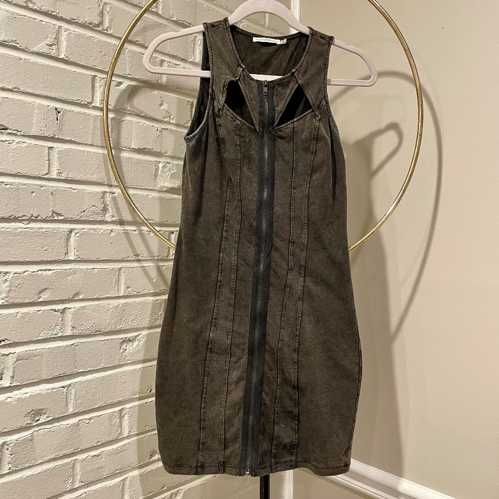 Mustard Seed Black Denim Mini Dress - Size S - Stretch Fit